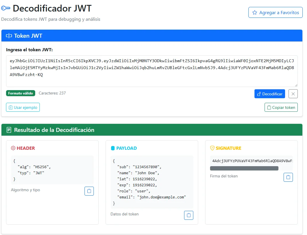 Conjunto de Herramientas Web - Ejemplo de funcionalidades disponibles