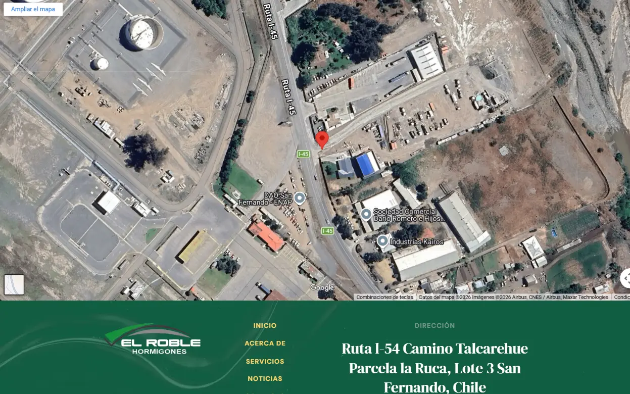 El Roble Hormigones - Contacto, mapa y canales comerciales