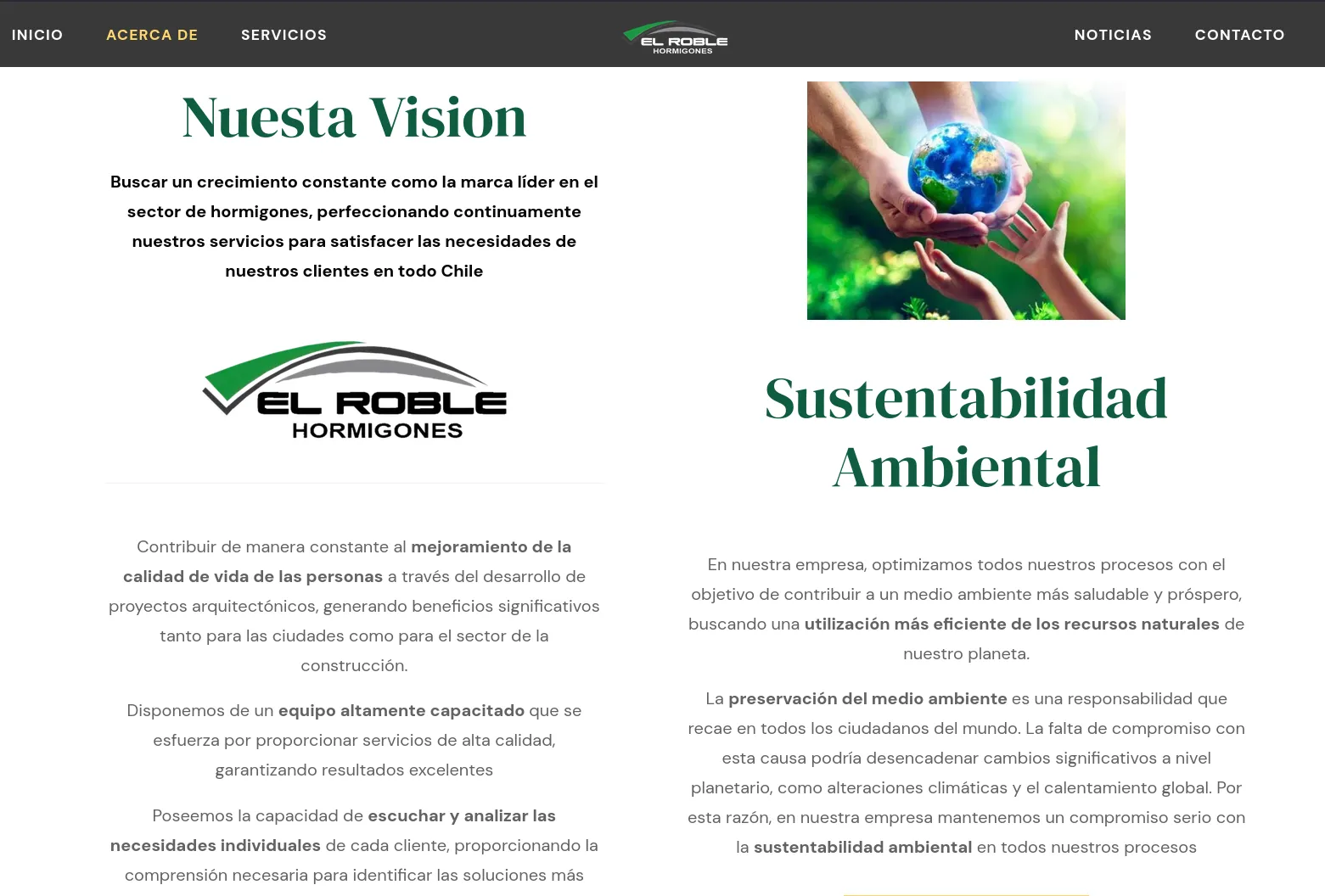 El Roble Hormigones - Visión corporativa y sustentabilidad ambiental