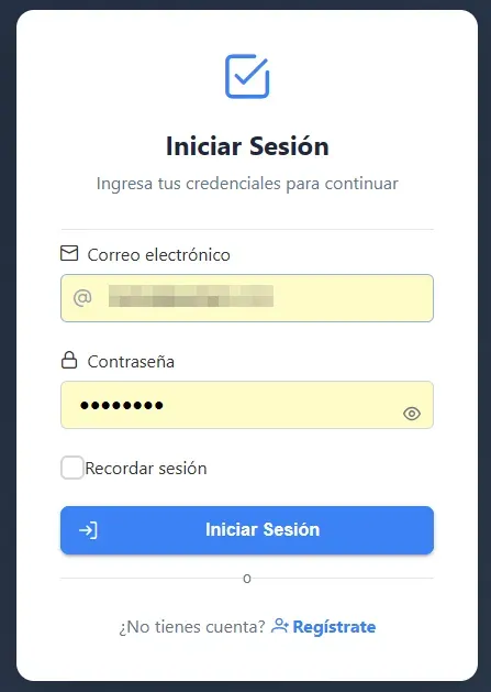 Sistema de Tareas y Proyectos - Inicio de sesión de usuarios