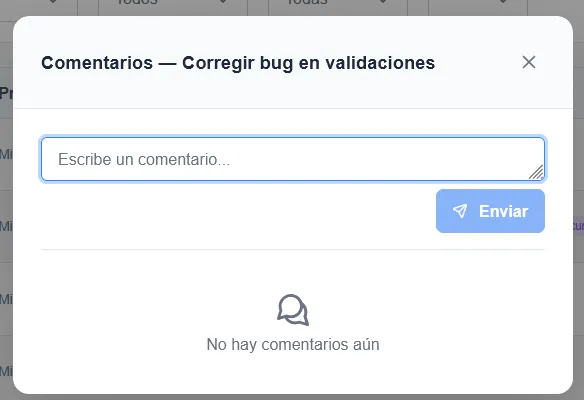 Sistema de Tareas y Proyectos - Comentarios colaborativos por tarea