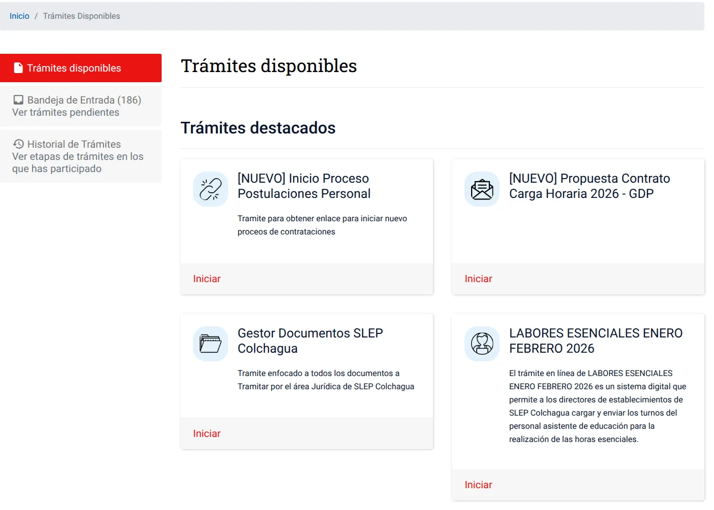 Plataforma de Trámites Online Institucional - Catálogo de trámites disponibles